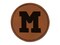 Letter M Uppercase Fun Bold Font Round Iron-On Engraved Faux Leather Patch Applique - 2.5"